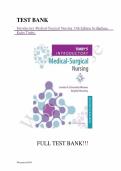 Test bank for Timby's Introductory Medical-Surgical Nursing Thirteenth with test questions and answers graded A&plus;