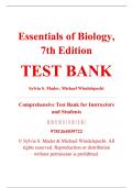 Test Bank &ndash; Essentials of Biology&comma; 7th Edition &ndash; Sylvia Mader & Michael Windelspecht &ndash; ISBN 9781264039722 &lpar;Full Chapters Covered&comma; Chapters 1&ndash;32&rpar;