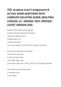 TEFL Academy Level 5 Assignments B  ACTUAL EXAM QUESTIONS WITH  COMPLETE SOLUTION GUIDE&rpar; &lpar;MULTIPLE  CHOICES&rpar; &lpar;A&plus; GRADED 100&percnt; VERIFIED&rpar;  LATEST VERSION 2026 