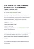 Texas General Lines - Life&comma; accident and  health insurance PRACTICE EXAM&vert;&vert;  LATEST UPDATE 2026 