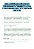 WGU C722 PROJECT MANAGEMENT PRE-ASSESSMENT &lpar;PIPO&rpar; CERTIFICATION SCRIPT 2026 QUESTIONS WITH SOLUTIONS GRADED A&plus;