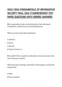 WGU C836 FUNDAMENTALS OF INFORMATION SECURITY FINAL 2026 COMPREHENSIVE TEST PAPER QUESTIONS WITH VERIFIED ANSWERS