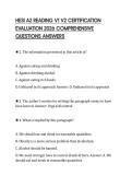 HESI A2 READING V1 V2 CERTIFICATION EVALUATION 2026 COMPREHENSIVE QUESTIONS ANSWERS