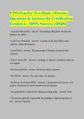 CPO Practice Test Bank &vert; Practice Questions & Answers for Certification Graded A&plus; 100&percnt; Success &lpar;2026&rpar;