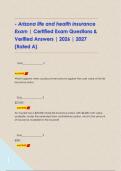- Arizona life and health insurance Exam &vert; Certified Exam Questions & Verified Answers &vert; 2026 &vert; 2027 &lpar;Rated A&rpar;