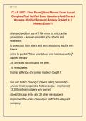 CLAS 150C1 Final Exam &vert;&vert; Most Recent Exam Actual  Complete Real Verified Exam Questions And Correct  Answers &lpar;Verified Answers&rpar; Already Graded A&plus; &vert;  Newest Exam&excl;&excl;&excl; 