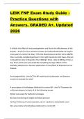 LEIK FNP Exam Study Guide &ndash;  Practice Questions with  Answers&period; GRADED A&plus;&period; Updated  2026