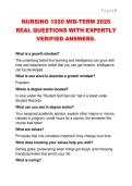 NURSING 1020 MID-TERM 2026  REAL QUESTIONS WITH EXPERTLY  VERIFIED ANSWERS&period;