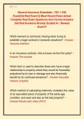 General Insurance Essentials - C81 &plus; C82  Exam&vert;&vert;Verified Exam&excl;&excl;&vert;&vert; Most Recent Exam Actual  Complete Real Exam Questions And Correct Answers  &lpar;Verified Answers&rpar; Already Graded A&plus; &vert; Newest  Exam&excl;&excl;&excl;