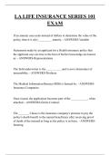 LA LIFE INSURANCE SERIES 101  EXAM QUESTIONS AND ANSWERS 2026