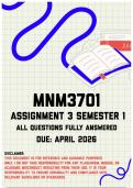 MNM3701 Assignment 3 &lpar;Portfolio&rpar; Semester 1 Memo &vert; Due April 2026