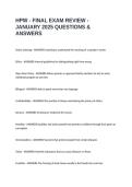 HPW - FINAL EXAM REVIEW - JANUARY 2025 QUESTIONS & ANSWERS