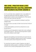 HESI LEVEL 1 PRACTICE EXAM LATEST EXAMINATION TEST 2026 FULL QUESTIONS AND ACCURATE SOLUTIONS GRADED A&plus;