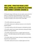 HESI LEVEL 1 PRACTICE EXAM LATEST FINAL PAPER 2026 COMPLETE SOLUTIONS AND CORRECT ANSWERS GRADED A&plus;