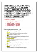 IELTS GENERAL TRAINING MOCK  EXAM &ndash; MARCH 27&comma; 2026 LATEST  UPDATE QUESTIONS FROM ACTUAL  EXAMS COMPLETE 100 QUESTIONS  AND CORRECT DETAILED ANSWERS  &lpar;VERIFIED ANSWERS&rpar; &vert;ALREADY  GRADED A&plus;&vert;&vert;BRAND NEW&excl;&excl; 