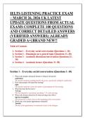 IELTS LISTENING PRACTICE EXAM  &ndash; MARCH 26&comma; 2026 UK LATEST  UPDATE QUESTIONS FROM ACTUAL  EXAMS COMPLETE 100 QUESTIONS  AND CORRECT DETAILED ANSWERS  &lpar;VERIFIED ANSWERS&rpar; &vert;ALREADY  GRADED A&plus;&vert;&vert;BRAND NEW&excl;&excl;