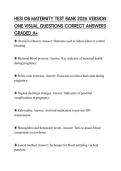 HESI OB MATERNITY TEST BANK 2026 VERSION ONE VISUAL QUESTIONS CORRECT ANSWERS GRADED A&plus;