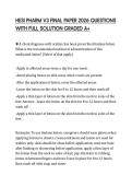 HESI PHARM V3 FINAL PAPER 2026 QUESTIONS WITH FULL SOLUTION GRADED A&plus;
