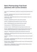 Basic Pharmacology Final Exam Questions with Correct Answers