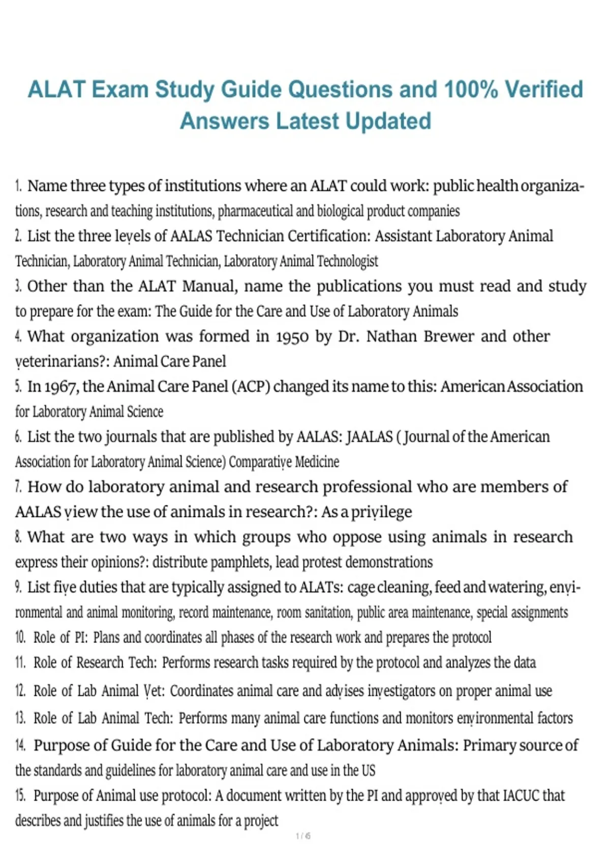 ALAT Exam Study Guide – Questions and 100% Verified Answers Latest ...