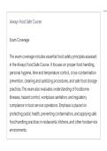 Always Food Safe Course ACTUAL EXAM LATEST UPDATE THIS YEAR QUESTIONS AN DETAILED ANSWERS&lowbar;compressed