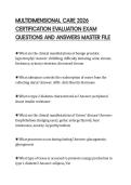 MULTIDIMENSIONAL CARE 2026 CERTIFICATION EVALUATION EXAM QUESTIONS AND ANSWERS MASTER FILE