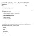 Nursing 335 &ndash; Maternity &ndash; Exam 1 &ndash; Questions and Solutions &ndash; 2025&sol;2026