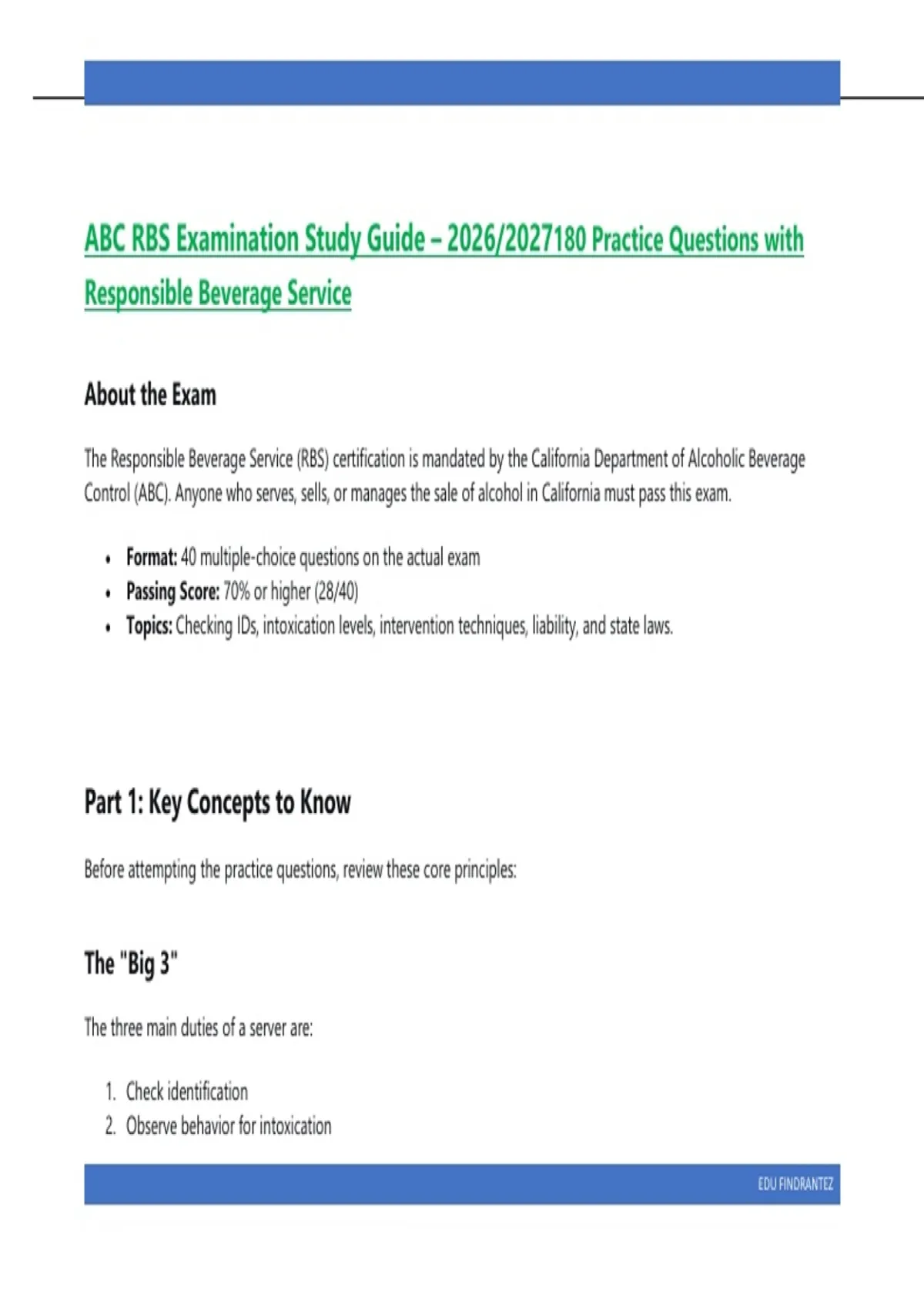 Abc Rbs Server ABC RBS Examination Study Guide – 2026/2027 40 Practice Questions with ...