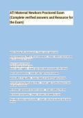 ATI Maternal Newborn Proctored Exam &lpar;Complete verified answers and Resource for the Exam&rpar;