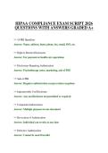 HIPAA COMPLIANCE EXAM SCRIPT 2026 QUESTIONS WITH ANSWERS GRADED A&plus;