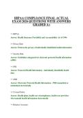 HIPAA COMPLIANCE FINAL ACTUAL EXAM 2026 QUESTIONS WITH ANSWERS GRADED A&plus;