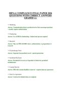 HIPAA COMPLIANCE FINAL PAPER 2026 QUESTIONS WITH CORRECT ANSWERS GRADED A&plus;