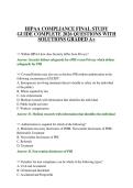 HIPAA COMPLIANCE FINAL STUDY GUIDE COMPLETE 2026 QUESTIONS WITH SOLUTIONS GRADED A&plus;
