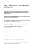 IDRL 215 Definitions Exam Questions and Answers