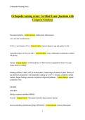Orthopedic Nursing Exam &ndash; with Correct Soluions &lpar;Complete Study Guide&rpar;