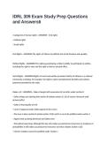IDRL 309 Exam Study Prep Questions and Answers