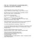PSY 150 - PSYCHOLOGY A QUESTIONS WITH VERIFIED ACCURATE ANSWERS