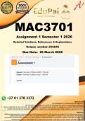 MAC3701 Assignment 1 &lpar;COMPLETE ANSWERS&rpar; Semester 1 2026 - DUE 26 March 2026