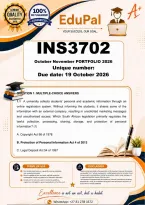 INS3702 October November PORTFOLIO &lpar;COMPLETE ANSWERS&rpar; 2026 - DUE 19 October 2026