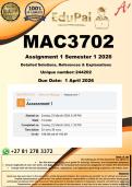 MAC3702 Assignment 1 &lpar;COMPLETE ANSWERS&rpar; Semester 1 2026 - DUE 1 April 2026