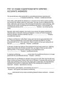 PSY 121 EXAM 3 QUESTIONS WITH VERIFIED ACCURATE ANSWERS