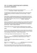 PSY 121 EXAM 4 QUESTIONS WITH VERIFIED ACCURATE ANSWERS