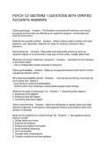 PSYCH 121 MIDTERM 1 QUESTIONS WITH VERIFIED ACCURATE ANSWERS
