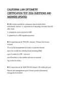 CALIFORNIA LAW OPTOMETRY CERTIFICATION TEST 2026 QUESTIONS AND ANSWERS UPDATED