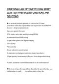 CALIFORNIA LAW OPTOMETRY EXAM SCRIPT 2026 TEST PAPER SOLVED QUESTIONS AND SOLUTIONS