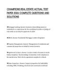 CHAMPIONS REAL ESTATE ACTUAL TEST PAPER 2026 COMPLETE QUESTIONS AND SOLUTIONS