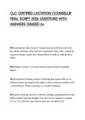 CLC CERTIFIED LACTATION COUNSELOR FINAL SCRIPT 2026 QUESTIONS WITH ANSWERS GRADED A&plus;