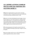 CLC CERTIFIED LACTATION COUNSELOR PRACTICE PAPER 2026 QUESTIONS WITH SOLUTIONS GRADED A&plus;