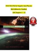 TEST BANK for Inquiry into Physics 8th Edition By Vern J&period; Ostdiek All Chapters 1-12&period;pdf