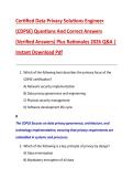 Certified Data Privacy Solutions Engineer  &lpar;CDPSE&rpar; Questions And Correct Answers  &lpar;Verified Answers&rpar; Plus Rationales 2026 Q&A &vert;  Instant Download Pdf 